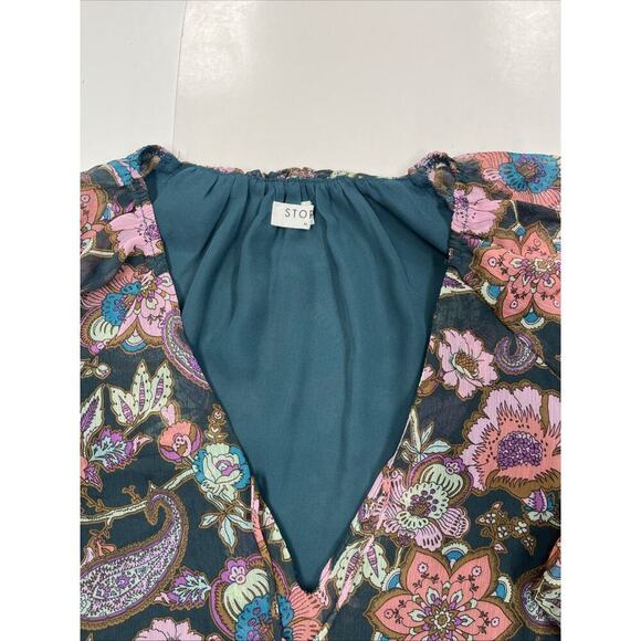 Anthropologie Storia Mini Dress Floral Print Boho Size Medium Romantic - Picture 4 of 15
